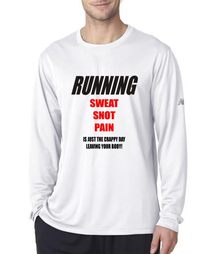 Running - Sweat Snot Pain - NB Mens White Long Sleeve Shirt